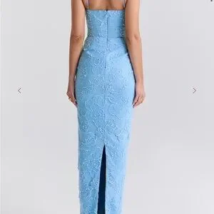 tuscan blue embroidered floral maxi dress Kamila Tulle Maxi Dress main image 1